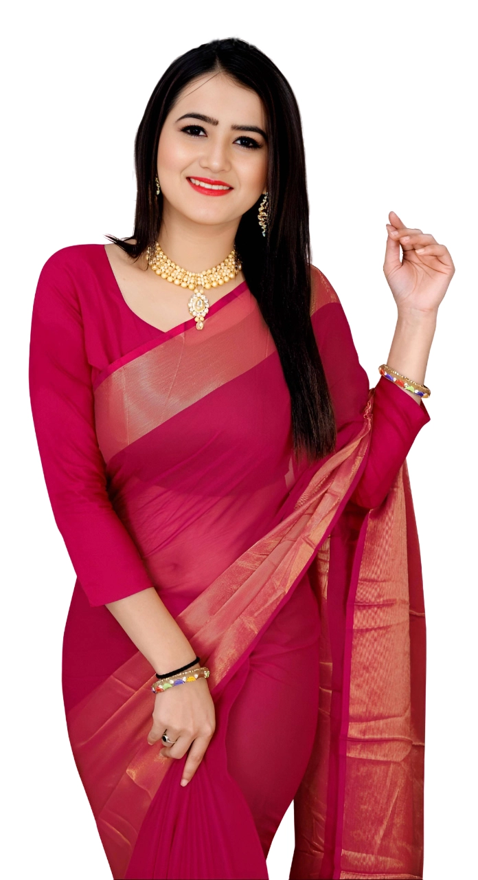 Chiffon Red Saree