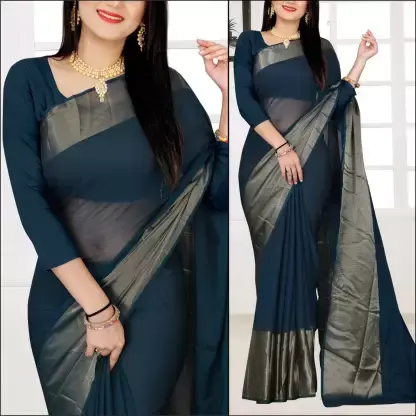 Chiffon zari Blue Saree