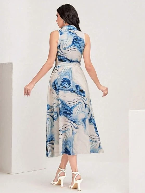 Trendy Indo Western Bollyclues Women's Multicolour Cotton Sleeveless Maxi Long Dress.