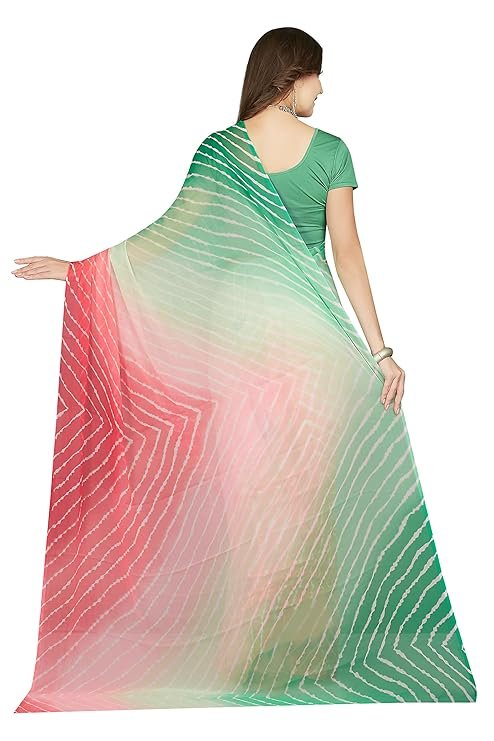 Women's Chiffon Lehriya Printed Saree Without Blouse