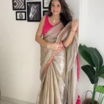 Soft Zimmy Choo Tissue Silk Saree Silk Saree With Embroidered Lace Boarder & Jhumka