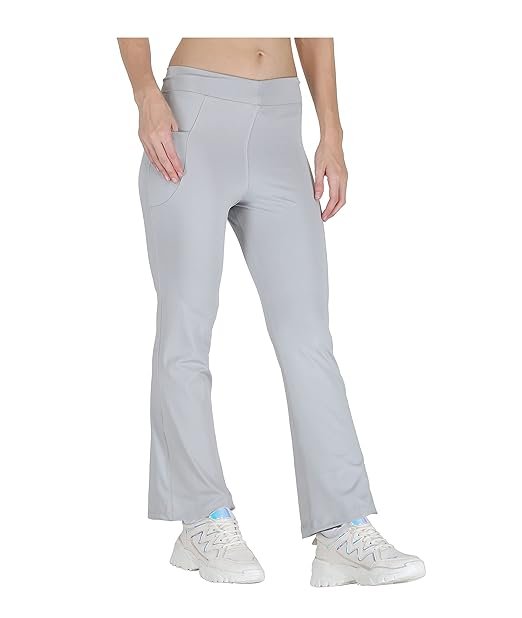 Soft 4-way stretch girls track pants for daily active wear in pista and dark grey