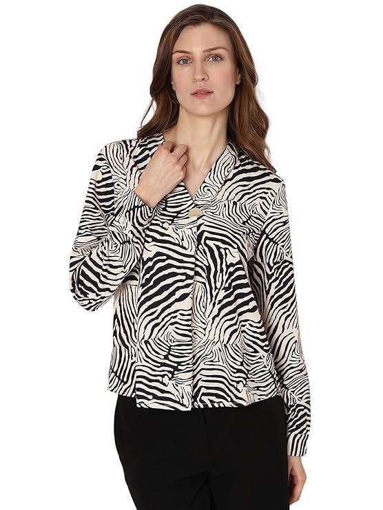 Vibrant multicolor bohemian print women's top with a V-neck and detailed long sleeves