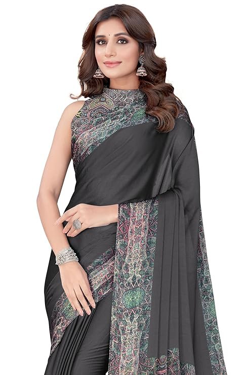 Elegant plain chiffon saree for women, ideal for office wear and festive occasions