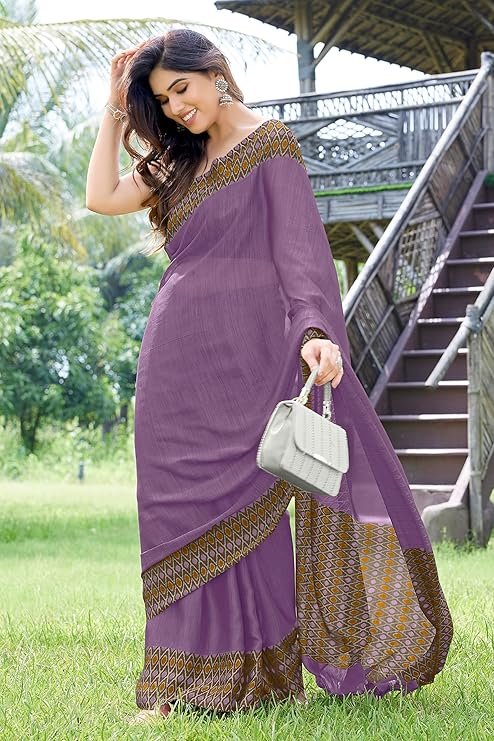 Elegant plain chiffon saree for women, ideal for office wear and festive occasions