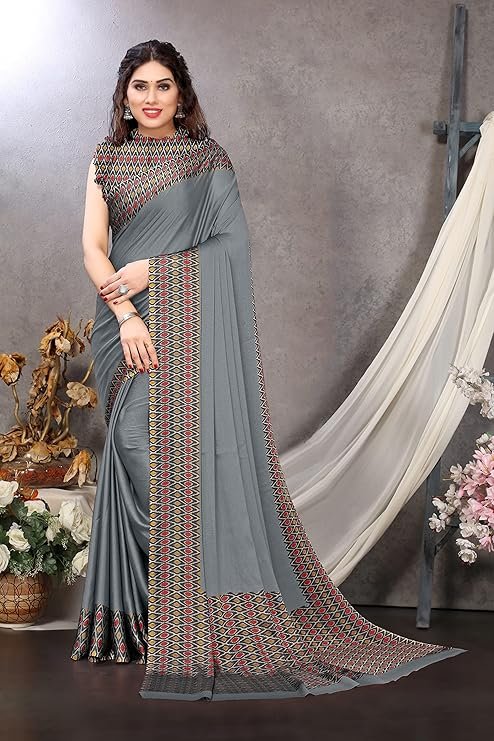 Elegant plain chiffon saree for women, ideal for office wear and festive occasions