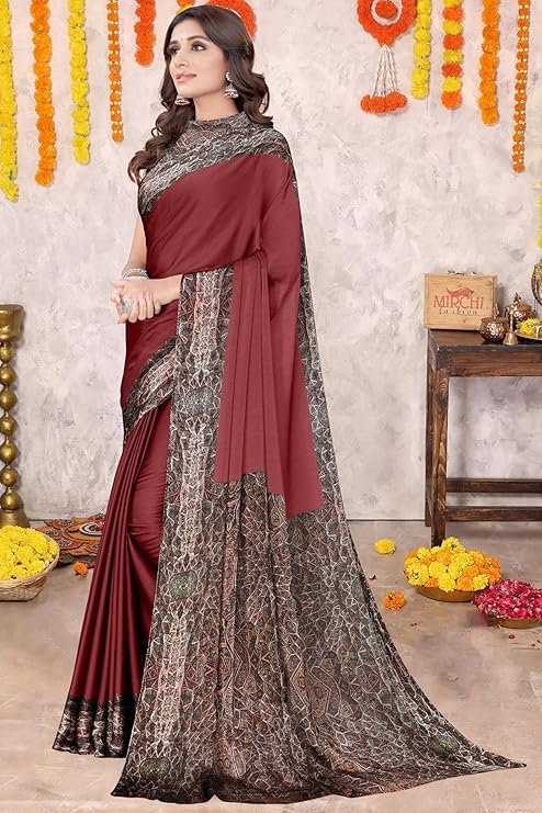 Elegant plain chiffon saree for women, ideal for office wear and festive occasions