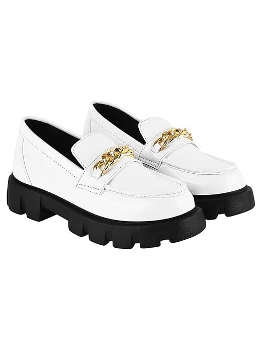 Cream heeled loafers for women for soft elegant look