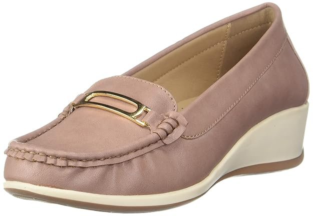 Light Brown heeled loafers for women with classic design