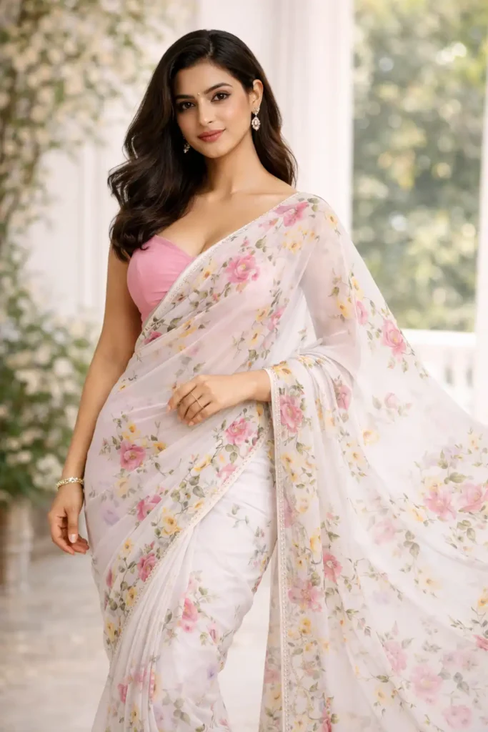 Chiffon party wear saree for women